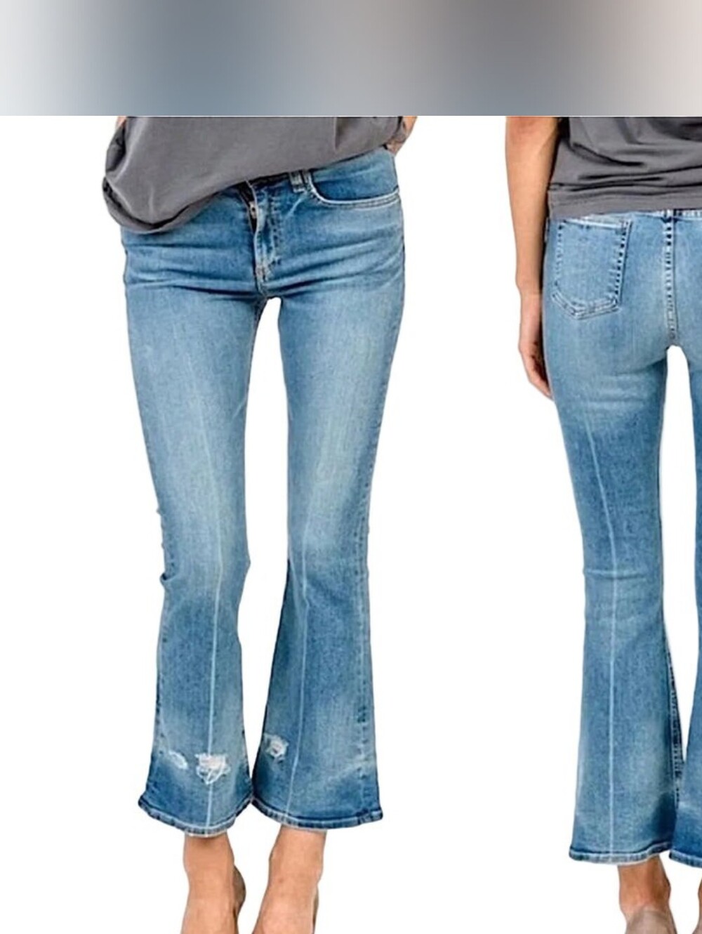 Rag & Bone 10 Inch Kick Flare Vale Jeans Size 26 Mid Rise Crop Flare Blue Wash